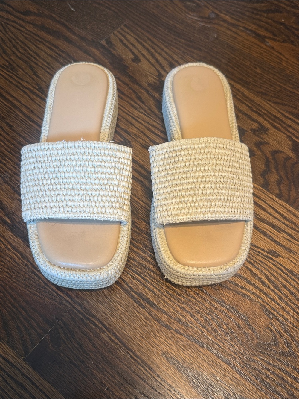 Women's Woven Slide Mules in Natural Beige